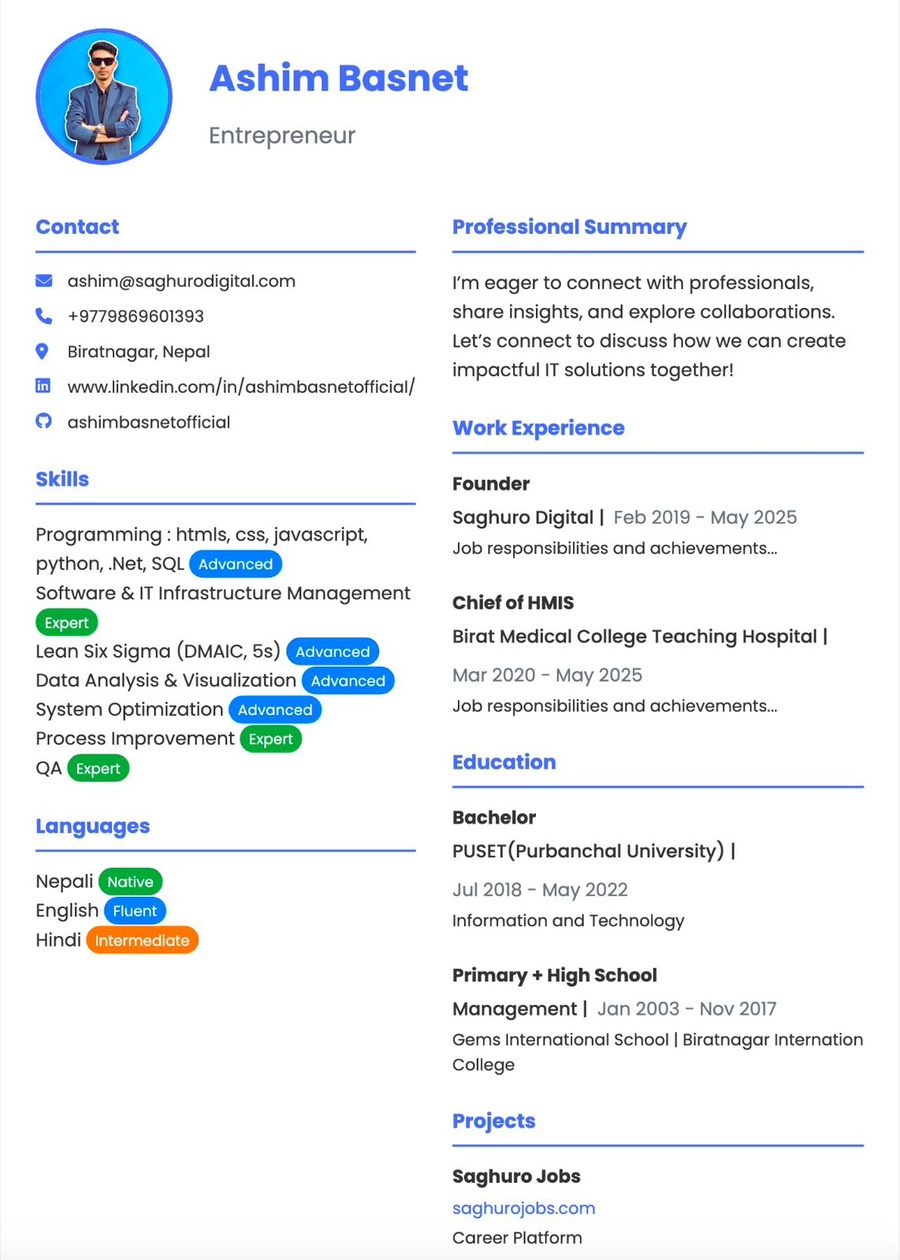 Create your Resume with MYRESUMIO for free